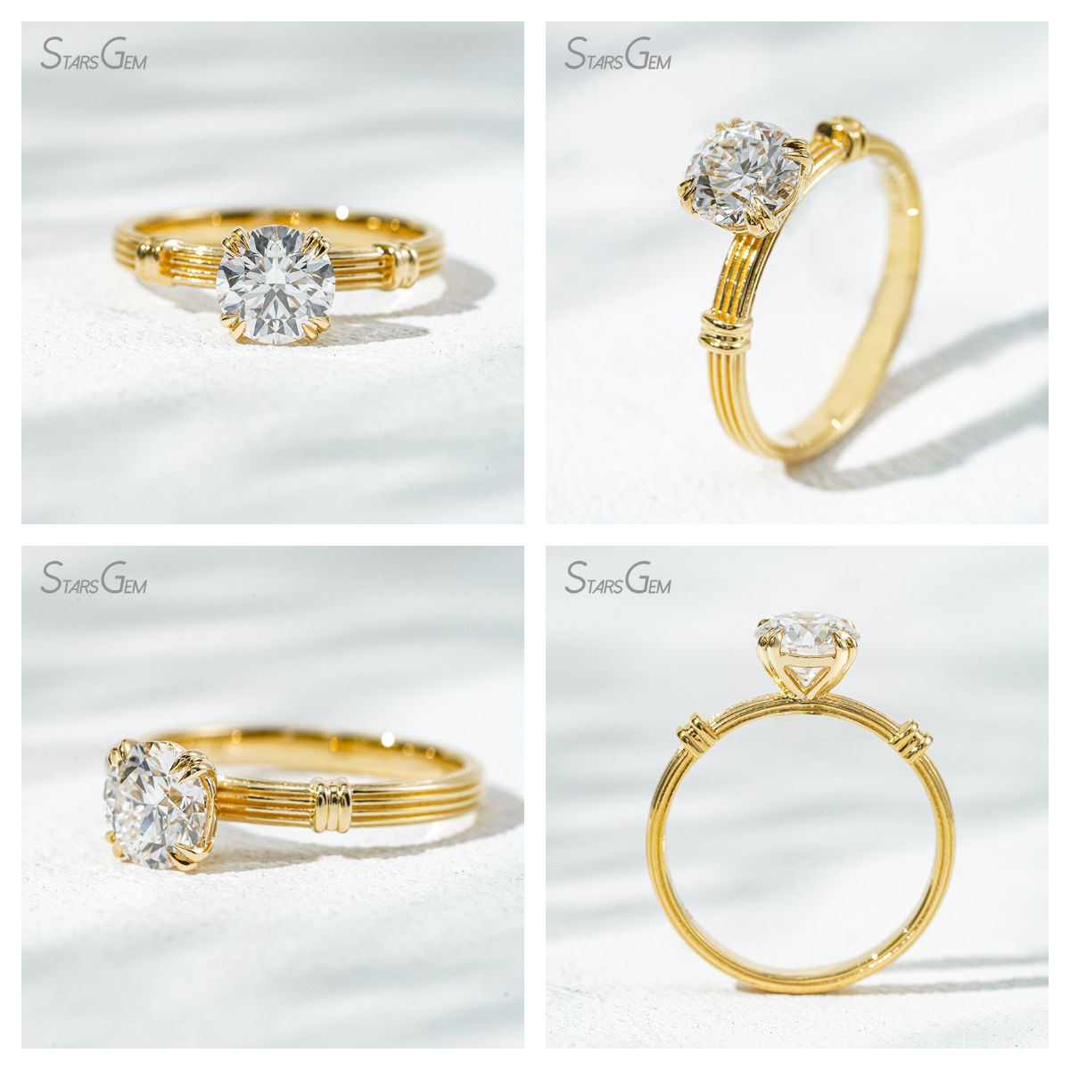 18k yellow gold 1CT round