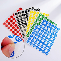 Autocollant rond en papier numérique adhésif imperméable Lambin de 2-3 pouces avec numéro de série de 1 à 50 pour étiquette de numéro de poste de travail