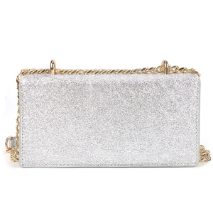 Bolso de Noche Mini de Tela Brillante de Lujo para Mujer, Bolso de Mano con Cadena de Metal y Pedrería para Fiesta - Product Image 5