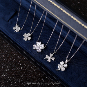 Hợp thời trang đồ trang sức bạc 925 đồ trang sức bốn lá cỏ ba lá Vòng cổ 925 Bạc Vòng cổ thời trang đồ trang sức dây chuyền - Product Image 1