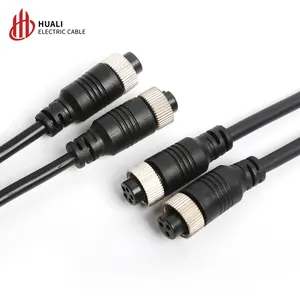 Enchufe de aviación para soldar, cabezal hembra doble de goma moldeado por inyección de 3, 4, 5 y 6 núcleos con cable M12, conector impermeable 3 M