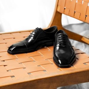Zapatos Oxford de Cuero para Hombre, Estilo Inglés, Punta Cuadrada, con Cordones, Suela de Goma, Casuales, Impermeables, para Negocios - Product Image 5