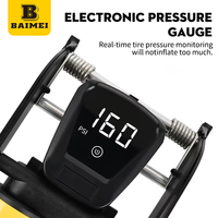 Pompe à pneus portable multifonction BAIMEI en alliage d'aluminium avec manomètre numérique LCD, moniteur de pression des pneus, double cylindre, certifiée CE