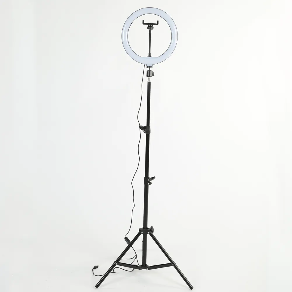 10インチUsbビューティービデオスタジオフォトサークルランプ調光可能SelfieLedリングライト、三脚スタンド付き