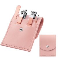 WELLFLYER Ensemble de manucure MS-798 4 pièces Kit de manucure professionnel en acier inoxydable, ensemble de manucure voyage ou maison, coffret cadeau de fête de mariage