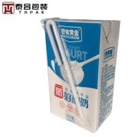 Emballage en carton pliable de forme mince personnalisable, qualité alimentaire, aseptique, 200SQ, impression 8 couleurs, laminage mat, gaufrage, lait