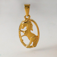 Pendentif Animalier de Créateur en Acier Inoxydable de Haute Qualité, Diamanté, Motifs Tigre, Poulet, Cheval en Bois, Coupe Coussin, Électroplaqué, Sportif, Unisexe
