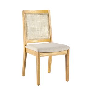 DB Modern Solid <b>Wood</b> <b>Dining</b> <b>Chair</b> Set 2 Natural Rattan Inset Back Minimalist for Home Office Living Room Restaurant Made PU - Product Image 2