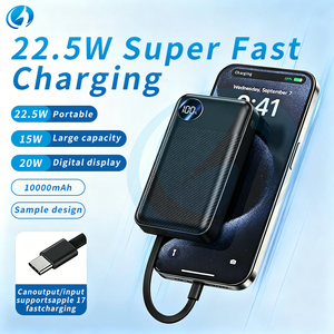 Cargador Portátil Rápido de 22.5W y 10000mAh con Cables Dobles Integrados, Pantalla LED Inteligente, para Exteriores - Product Image 1