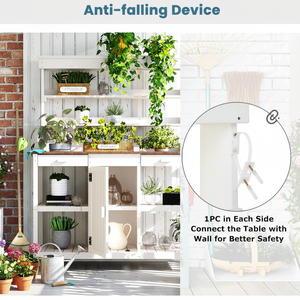 66 "grand extérieur ferme blanc en bois jardin poste <span class=keywords><strong>de</strong></span> travail 2 tiroirs armoire étagères ouvertes empotage banc pots <span class=keywords><strong>de</strong></span> fleurs jardinières - Product Image 5