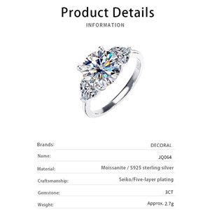 Hete Verkoop Mode Verlovingsringen 3 Karaat Moissaniet Diamant Ronde Geslepen Ringen Sterling Zilveren Belofte Jubileumring Voor Dames - Product Image 4