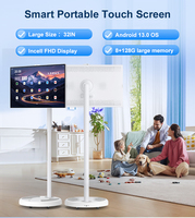 Monitor de TV LED LCD Inteligente de 32 Pulgadas con Pantalla Táctil de 10 Puntos, Portátil, Móvil, con Soporte de Piso Inalámbrico, Blanco, Full HD, para Educación en Interiores 1