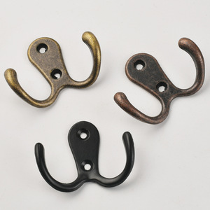 Wall Mount Coat Hooks Double Hook Antique Bronze Black Bronze Red Bronze For <b>Clothes</b> <b>Storage</b> Behind Door Or Wall Installation - Product Image 1