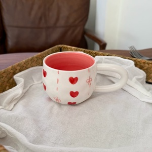 Taza de Café de Cerámica con Forma de Corazón de San Valentín y Plato, Juego de Taza y Platillo para Té de la Tarde, Oso Bonito para Regalo de San Valentín - Product Image 4
