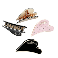 Nouvelle Arrivée Pince à Cheveux en Métal Acétate en Forme de Cœur, Inspirée des Lettres en Strass, Pince Requin pour Femmes, Accessoire de Coiffure pour l'Arrière de la Tête