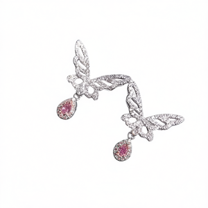 Pendientes de Oro Blanco con Diamantes y Turmalina Rosa, Corte Pera, Diamantes Naturales con Certificación GIA, Joyería Romántica para Mujer - Product Image 1