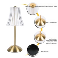 Lampes de table LED de luxe sans fil à piles, à intensité variable, rechargeables, avec abat-jour en cristal et diamants dorés vintage, pour restaurant