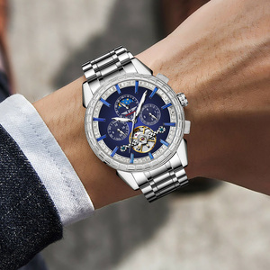 Montre mécanique automatique de luxe pour homme PINDU avec lunette sertie de diamants, tourbillon, affichage des phases lunaires et index des heures sertis de diamants - Product Image 2