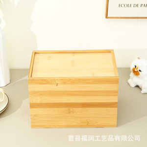 กล่องเก็บของไม้ไผ่ทรงสี่เหลี่ยมผืนผ้า สูง 8.5 นิ้ว กล่องบรรจุภัณฑ์ของขวัญงานฝีมือ - Product Image 2