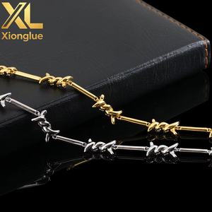 Crystal Thorns Cuban Chain Necklaces <b>for</b> <b>Men</b> Jewelry Hip Hop Spiked Cuban Chain Twist Thorns Barbed Wire Rope Knot Necklace - Product Image 6