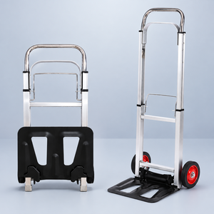 Chariot à plateforme pliable en aluminium à 2 roues, argenté, portable et durable pour le déménagement - Product Image 1