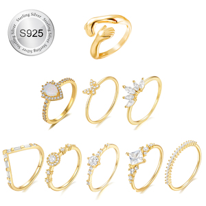 Luxe S925 argent respectueux de l'environnement placage 5a cubique zircone Flash diamant fiançailles empilable bague de mariage femmes - Product Image 2