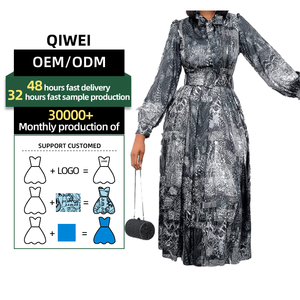 <span class=keywords><strong>Robe</strong></span> <span class=keywords><strong>longue</strong></span> élégante à col rond, manches longues, taille haute, imprimée, grande taille, pour femmes, pour soirée, ODM/OEM 2023 - Product Image 1