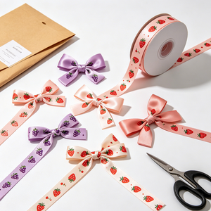 Lazo de satén de lujo hecho a mano con diseño de mariposa y estampado de frutas, decoración a prueba de humedad para empaque de regalos - Product Image 3