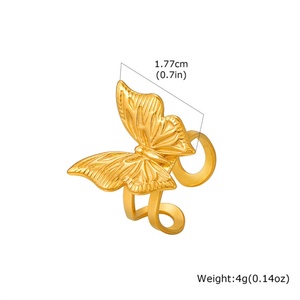 Anillo Moderno de Acero Inoxidable con Apertura de Mariposa, Chapado en Oro con Piedra Natural, Resistente a la Corrosión, Anillo de Compromiso con Gema, Regalo - Product Image 5