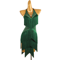 Robe de compétition de danse de salon, robe de performance, style à franges, robe de danse Cha Cha Samba, Spandex/Nylon Q461