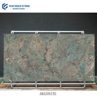 Dalle de pierre frittée en porcelaine amazonite 1600x3200mm à faible coût pour murs, sols et comptoirs de salle à manger de toute la maison