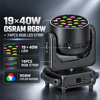 Projecteur à tête mobile 19x40W RGBW Bee Eye avec bande LED 4-60 °   Objectif rotatif Zoom pour éclairage de scène, concert, DJ, location, événement