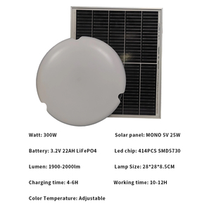 Plafonnier LED d'intérieur en aluminium 200W-500W, étanche IP66, alimenté par énergie solaire, avec télécommande pour la maison - Product Image 5