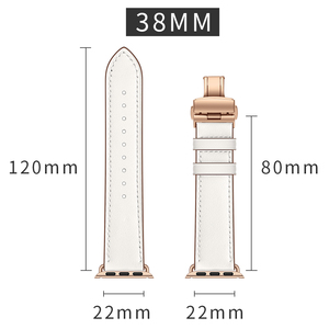 Ivanaze-Correa de cuero genuino para Apple Watch, correa de cierre de mariposa para iWatch de 44mm y 40mm, 6 5 4 3 SE - Product Image 6
