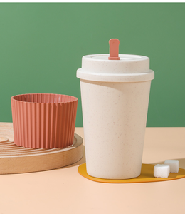 Tùy chỉnh logo trấu sợi cà phê Takeaway cà phê để đi Mug tái sử dụng cốc cà phê với nắp - Product Image 5