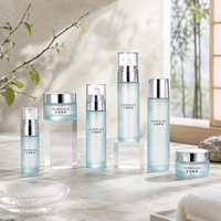 Flacon pulvérisateur cylindrique givré bleu pour sérum et tonique, pot de crème pour les yeux, conteneur bleu aqua 120ml 100ml 80ml 40ml 50g 30g