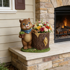 Maceta <span class=keywords><strong>de</strong></span> Resina con Forma <span class=keywords><strong>de</strong></span> Oso Adorable - Maceta Decorativa <span class=keywords><strong>de</strong></span> Animal del Bosque con Bufanda Azul, Soporte Caprichoso para Suculentas <span class=keywords><strong>de</strong></span> Jardín - Product Image 1