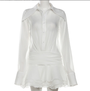 Abito Casual alla Moda con Scollo a V, Tinta Unita, <span class=keywords><strong>Maniche</strong></span> <span class=keywords><strong>Lunghe</strong></span>, Vestito <span class=keywords><strong>Midi</strong></span> Casual per Donna - Product Image 6