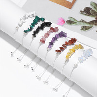 Bestone Bijoux Pierre Naturelle Améthyste Gravel Bracelet Femme Chaîne Argent Citrine Malachite Bracelet Extensible
