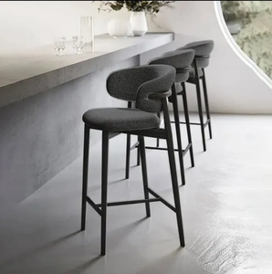 Chaise de bar moderne JP avec structure en bois et acier, revêtement en cuir vert et bleu, style moulé, emballage inclus, couleur du mobilier - Product Image 6