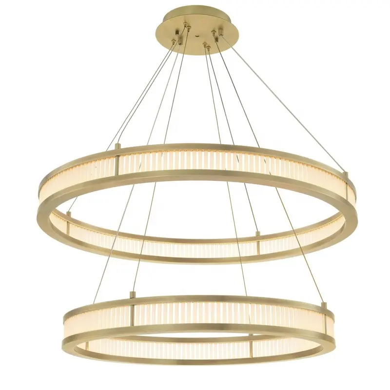 Hot selling living room creative European led ring lights luxury golden acrylic chandelier for home dining