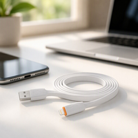 Kabel Data Pengisian Cepat USB-A ke Micro USB TPE 1m dengan Konektor Bermotif Cangkang, Kabel Sinkronisasi Tahan Lama