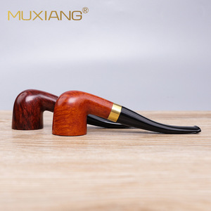 Muxiang Briarwood Smoking Pipe Bent Type With Metal Ring Handmade Tobacco Pipe Custom Made - Product Image 3