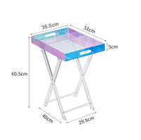 Plateau de table pliable en acrylique transparent irisé pour salon
