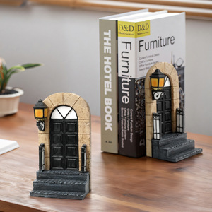 European Style Door Bookend Light Up Resin Home <b>Decoration</b> For Study Desk Craft Ornament - Product Image 2