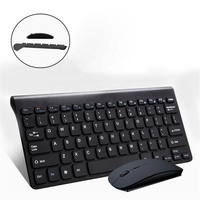 Clavier et souris optique sans fil 2,4 GHz Noir Blanc Petit ensemble de souris élégant Mini clavier pour jeux Bureau Divertissement
