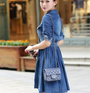 فستان قميص نسائي بطيات ونص كم, فستان جينز من الدنيم بحجم كبير - Product Image 5