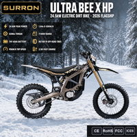 Moto électrique tout-terrain SurRon Ultra Bee 2026, 24,5 kW, contrôle de traction, freins à 4 pistons, charge rapide en 2h, homologuée pour la route (UE/Royaume-Uni, L3e)
