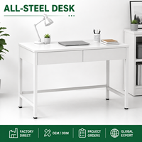 Poste de travail moderne minimaliste en acier, bureau informatique tout métal avec tiroirs pour bureau à domicile, salle d'étude, chambre et petits espaces