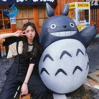 Statue de Totoro grandeur nature personnalisée pour l'extérieur, sculpture de dessin animé en fibre de verre écologique, statuette mascotte en résine d'art populaire pour